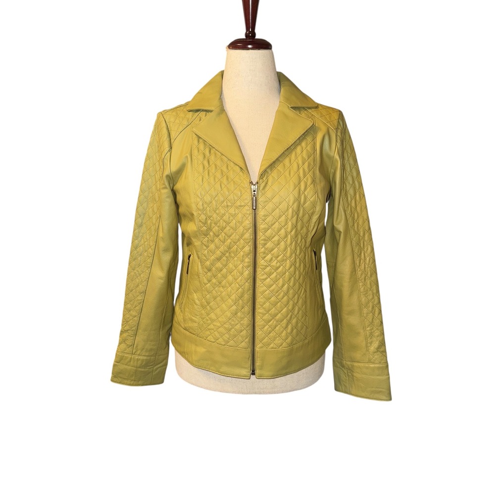 Bradley Bayou‎ | Green Quilted Genuine Leather Jacket | Women's Size S